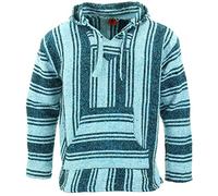 LOUDelephant Sweat à capuche mexicain recyclé Baja Jerga taille réelle M-4XL, bleu clair, 4XL