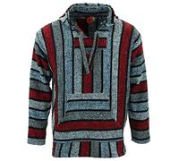 LOUDelephant Sweat à capuche mexicain recyclé Baja Jerga taille réelle M-4XL, rouge/blanc/bleu, 4XL