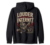 Louder Than Internet Guitare Squelette rétro Rock Sweat à Capuche