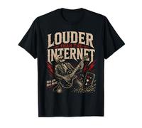 Louder Than Internet Guitare Squelette rétro Rock T-Shirt