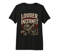 Louder Than Internet Guitare Squelette rétro Rock T-Shirt Haut de Gamme