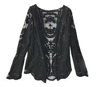 LoudSung Cardigan d'été transparent ouvert sur le devant, châle fin et doux pour femmes et filles, noir, 50