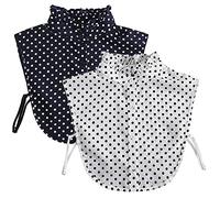 LoudSung Chemisier à col faux détachable, demi-chemise à pois en coton, élégant pour femme, 2 pièces, 50