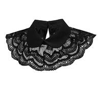 LoudSung Demi-chemise détachable avec faux col en dentelle florale double couche élégante pour femmes et filles, noir 46