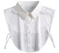 LoudSung Demi-chemise détachable avec faux col pour femmes et filles, Blanc nacré, 16