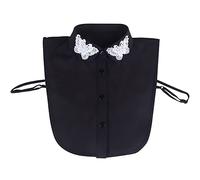 LoudSung Demi-chemise détachable - Faux col - Design élégant pour femmes et filles, Papillon noir, 44