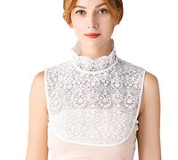 LoudSung Demi-chemise détachable faux col élégant faux col floral dentelle pour femmes filles, Design B, 16