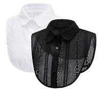LoudSung Demi-chemise détachable faux col en dentelle florale élégante pour femmes et filles, Revers blanc et noir, 48, 46