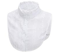 LoudSung Demi-chemise détachable faux col en dentelle florale élégante pour femmes et filles, Support blanc, 48, 46