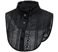 LoudSung Demi-chemise détachable faux col en dentelle florale élégante pour femmes et filles, Support noir, 48, 46
