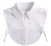 LoudSung Demi-chemise détachable faux col pliable design pour femmes filles, blanc, 16