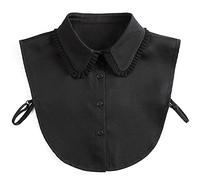 LoudSung Demi-chemise détachable faux col pliable design pour femmes filles, noir, 16