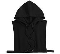 LoudSung Faux col à capuche détachable demi-chemise chemisier d'hiver à capuche en coton faux col élégant pour femmes filles, noir, 48