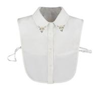 LoudSung Faux col amovible demi-chemise chemisier faux col élégant diamant couleur pure pour femmes filles, blanc, 48