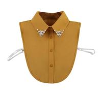 LoudSung Faux col amovible demi-chemise chemisier faux col élégant diamant couleur pure pour femmes filles, jaune, 48