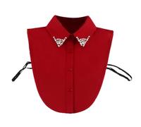 LoudSung Faux col amovible demi-chemise chemisier faux col élégant diamant couleur pure pour femmes filles, Rouge, 16