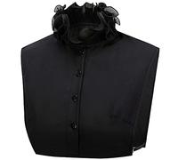 LoudSung Faux col amovible demi-chemise chemisier faux col joli nœud papillon élégant pour femmes filles, noir, 48