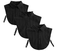 LoudSung Faux col amovible Demi-chemise col en coton pour femme et fille - Lot de 3 pièces, Set noir, 48