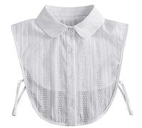 LoudSung Faux col amovible Demi-chemise en coton avec col en faux col pour femmes et filles, Blanc rond., 48