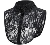 LoudSung Faux col amovible en dentelle ajourée élégante pour femmes et filles, Noir creux., 48