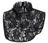 LoudSung Faux col amovible en dentelle florale pour femmes et filles, noir, 48