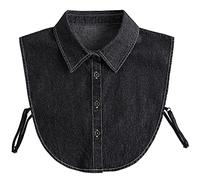 LoudSung Faux Col Chemisier Amovible Faux Col Demi Chemises Col En Denim Conçu Faux Cols Top Élégant pour Femmes