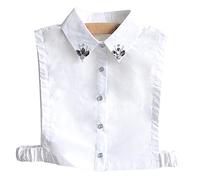 LoudSung Faux col détachable Demi-chemise chemisier élégant faux col décoratif strass pour femmes et filles, Design-a, 44