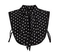 LoudSung Faux col détachable - Demi-chemise - Col - Élégant - À pois - Nœud - Pour femmes et filles, Design B noir, 48