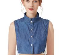 LoudSung Faux Cols détachables à Demi-Chemise Blouse Faux Collier Conception élégante pour Les Filles