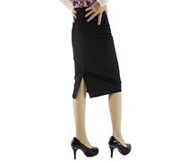 LoudSung Jupes Dressy Casual Slim Fit Business Bureau Crayon Jupes Fork In The Back pour femmes et filles, Noir , XXL