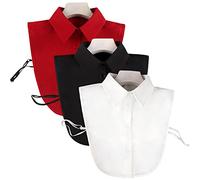 LoudSung Lot de 3 faux col détachables pour femmes et filles, Blanc, noir et vin, 44