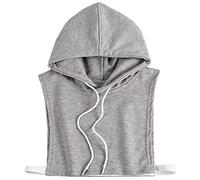 LoudSung - Pullover détachable avec capuche, col faux avec col fin en coton, chemisier d'hiver avec capuche, col élégant pour femmes et filles, gris, 48