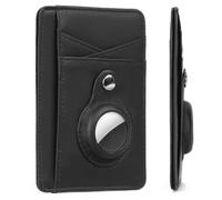 LOUEBICA Portefeuille fin en cuir véritable minimaliste avec poche avant bloquant les RFID pour homme et femme, porte-cartes de crédit léger, noir, Moderne