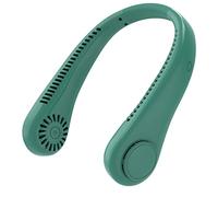Louenth Ventilateur de Cou Portable USB Sans Lames - 3 Vitesses, Mini Portable Pour Randonnée, Sport, Enfants et Adultes (Vert)