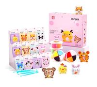 LOUFOR Kits d'argile séchée à l'air libre - Argile à modeler pour enfants, ultra légère et douce, sûre et non toxique, kit de bricolage Airdryclay avec outils de sculpture et tutoriels, artisanat