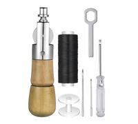 Loufy Kit d'alêne de couture automatique avec 2 aiguilles de rechange et poignée en bois pour le travail du bois