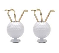 Loufy Lot de 2 porte-stylos pour balle de golf, avec 3 stylos à bille de golf, pour hommes, papas, golfeurs, amateurs de golf, durables, faciles à installer, blanc