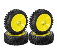 Loufy Lot de 4 pneus en caoutchouc 1/8 RC 120 mm 112 mm moyeu hexagonal 17 mm pour voiture télécommandée 1/8 sur route tout-terrain, accessoires de pièces jaunes