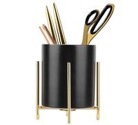 LOUIE SILNA Pot à crayons en céramique noire, porte-stylos de bureau, convient pour le rangement au bureau, à la maison et dans la cuisine