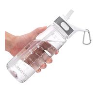 Louis Donné Gourde de sport 800 ml, transparente, sans BPA, anti-fuite, avec suivi du marquage du temps, réutilisable, passe au lave-vaisselle, fitness, gym, école, vélo, extérieur