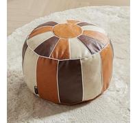 Louis Donné Housse de pouf non rembourrée en cuir synthétique, pouf de style marocain, 53,3 cm, rond, fait à la main pour le rangement et le salon