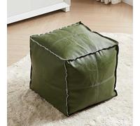 Louis Donné Housse de pouf ottomane non rembourrée, faite à la main, imitation cuir PU, repose-pieds carré de 45 cm pour salon, chaise de sol pour balcon, bureau à l'intérieur, vert