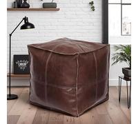 Louis Donné Housse de pouf vide - Ottoman carré en cuir synthétique - Repose-pieds avec rangement - Pour l'intérieur et l'extérieur - 45 x 45 x 45 cm - Marron foncé