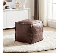 Louis Donne Pouf carré en cuir sans rembourrage super doux fait à la main style ottoman décoration marocaine Marron 114,3 x 114,3 x 114,3 cm