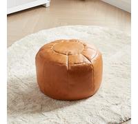 Louis Donné Pouf Marocain Creux Non Rempli Fait à la Main - Repose-pieds en Cuir - Coussin de Rangement pour Enfants et Adultes - Décoration de Maison - Blanc