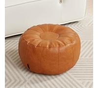 Louis Donné Pouf ottoman imperméable non rempli pour reposer les pieds - En cuir synthétique marocain - Style rétro marocain - Pas de couvercle de remplissage (housse uniquement) (orange bonheur)