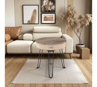 Louis Donné Table basse de fête avec haut-parleur 10 W, haut-parleur BT 5.0, 2 haut-parleurs, pieds en acier inoxydable étanches, veilleuse à capteur, chargement sans fil, Wi-Fi (marron rustique)