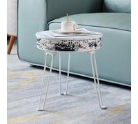 Louis Donné Table basse de fête avec haut-parleur de 10 W, haut-parleur BT 5.0, 2 haut-parleurs, pieds en acier inoxydable imperméables, veilleuse à capteur, chargement sans fil, WiFi, pliable (blanc)