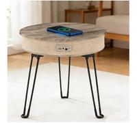 Louis Donné Table basse pliable multifonction 10 W BT 5.0 avec double haut-parleur, capteur de charge sans fil, veilleuse pour salon, fête, loisirs, pieds en acier inoxydable, étanche, compatible WiFi