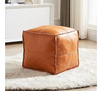 Louis Donné Unstuffed Pouf ottoman, pouf carré en cuir synthétique, repose-pieds pour intérieur et extérieur, non rembourré, 45 x 45 x 45 cm, marron (housse uniquement)